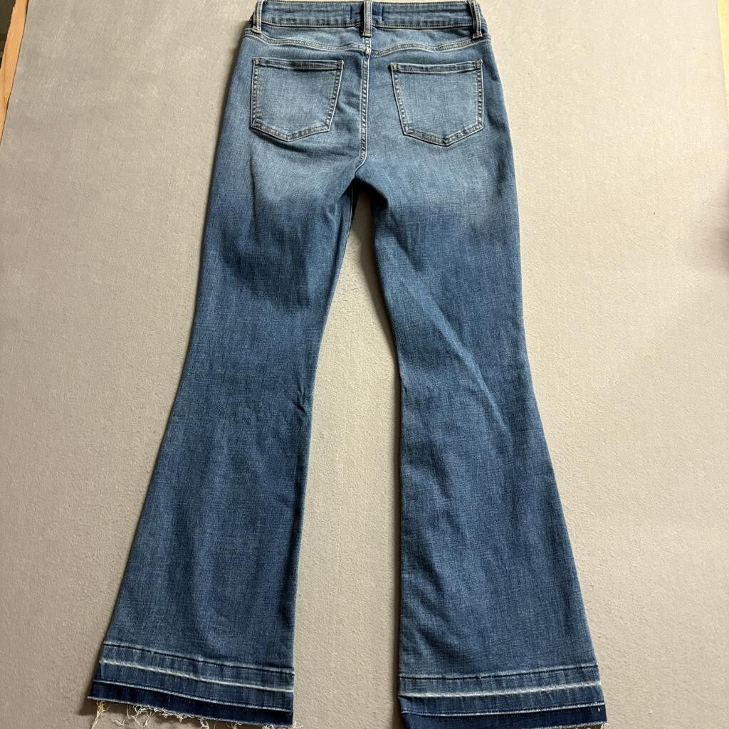 Studio Blue Flare Jeans Womens 29 Blue Denim High Rise Raw Hem Stretch