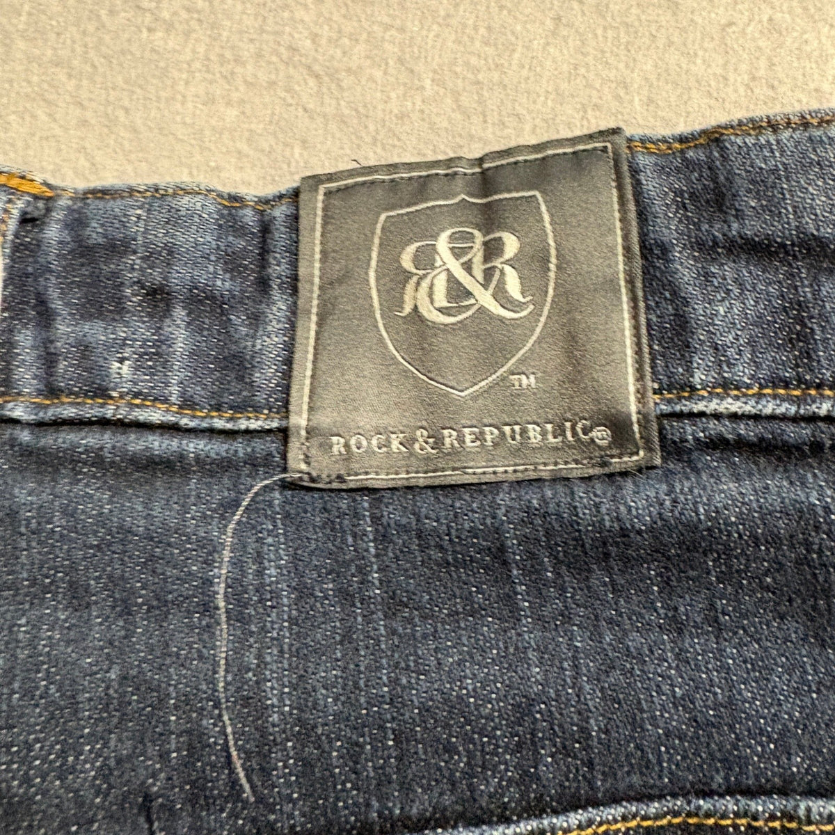 Rock and Republic Womens Wide Leg Jeans Blue Denim Size 28 Embroidered Pocket