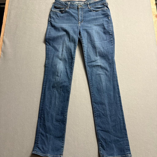 Eddie Bauer Curvy Straight Jeans Womens 12 Blue Denim Stretch Medium Wash