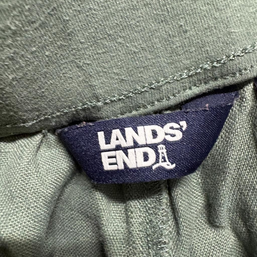 Lands End Linen Pants Womens 18 Green Wide Leg Elastic Waist Pull On Casual