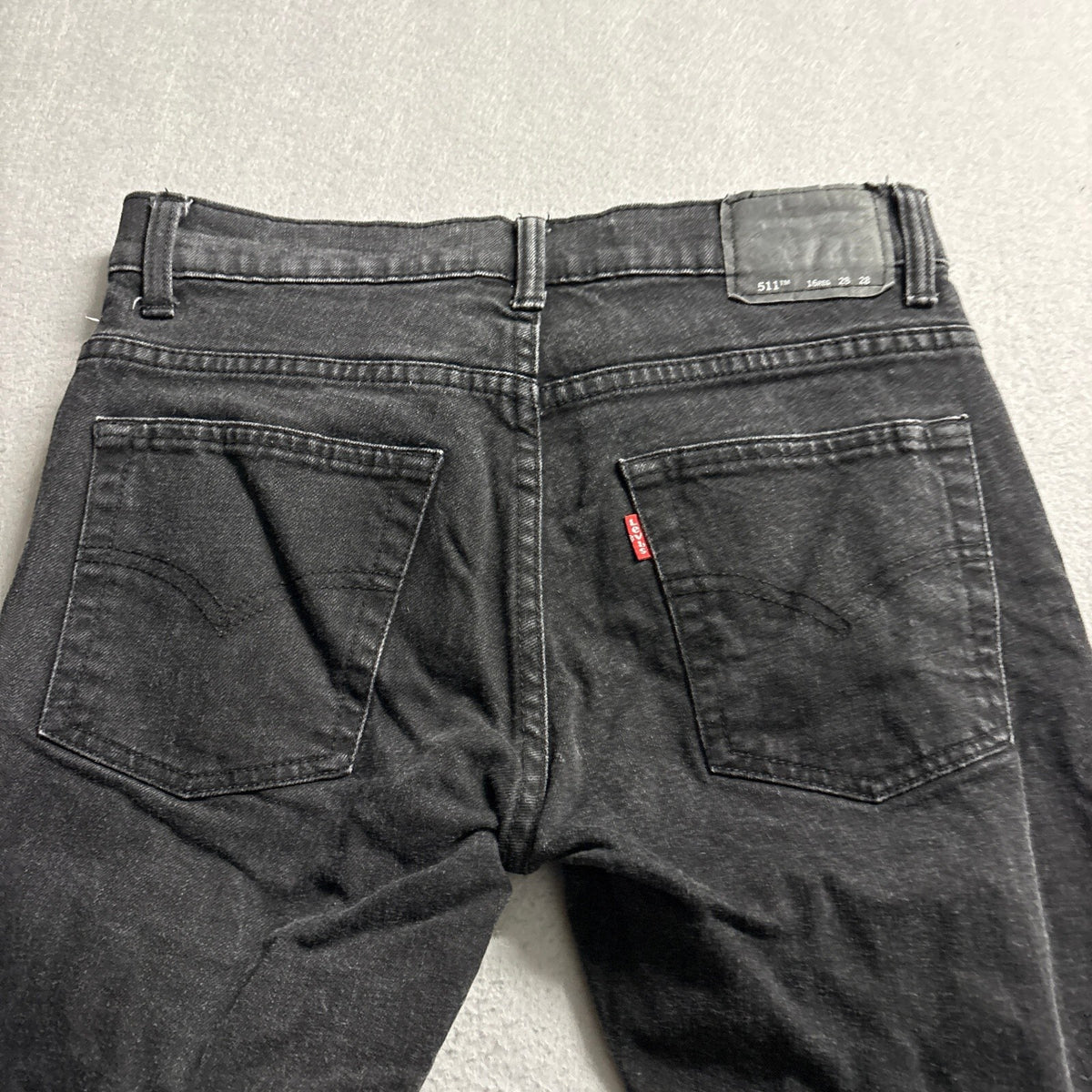 Levis 511 Slim Jeans Mens 28x28 Black Distressed Ripped Denim Pants 16 REG