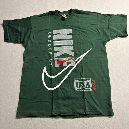 Vintage Nike Swoosh By USA T-Shirt Mens XL Green Single Stitch 90s Graphic Tee