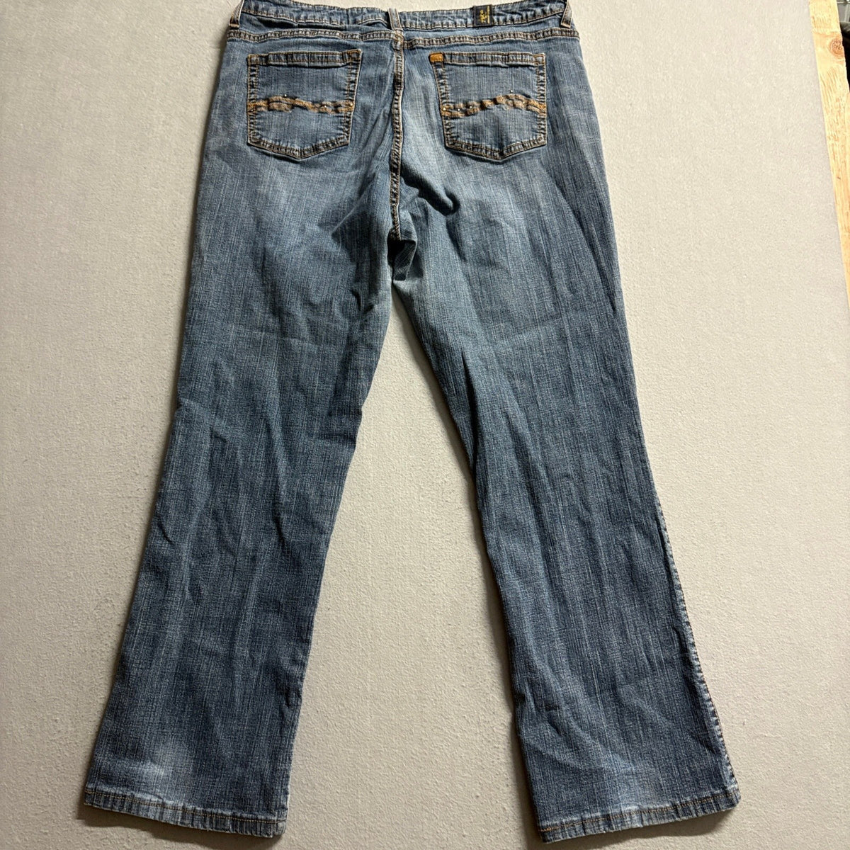 Aura From Wrangler Jeans Womens 16 AVG Blue Denim Straight Leg Embellished