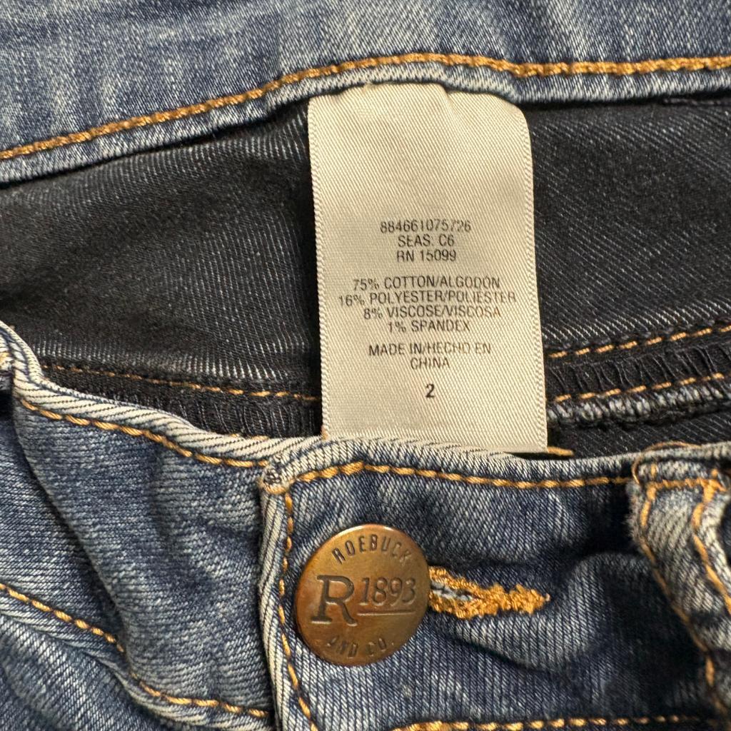 Roebuck and Co Bootcut Jeans Womens Size 2 Blue Denim Stretch Mid Rise