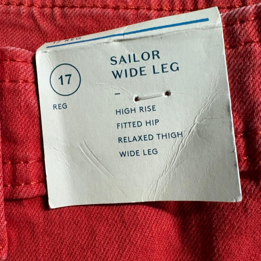 Universal Thread Sailor Wide Leg Jeans Womens 17 Red High Rise Crop Stretch