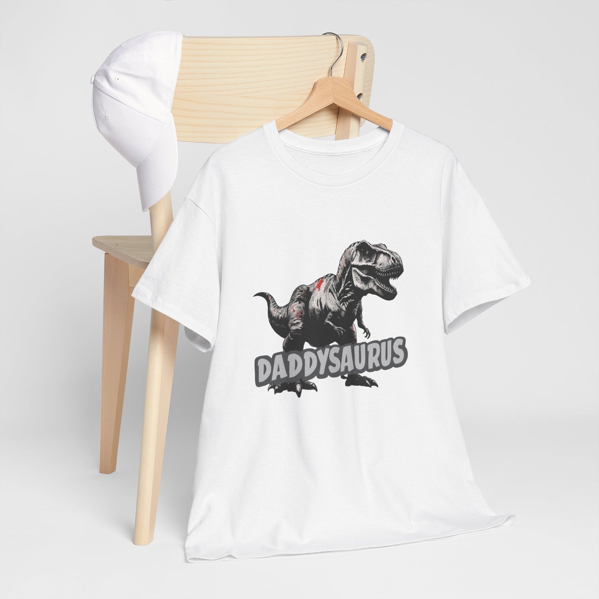 Daddysaurus TRex Dinosaur Heavy Cotton Tee Printify