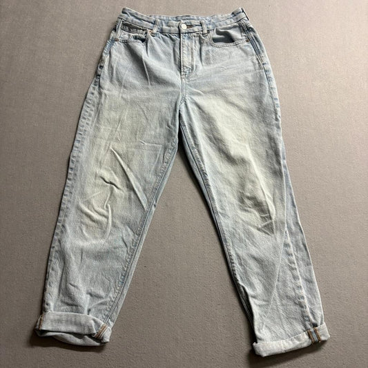 American Eagle Curvy Mom Jeans Womens 8 Short Light Wash Denim High Rise Strigid