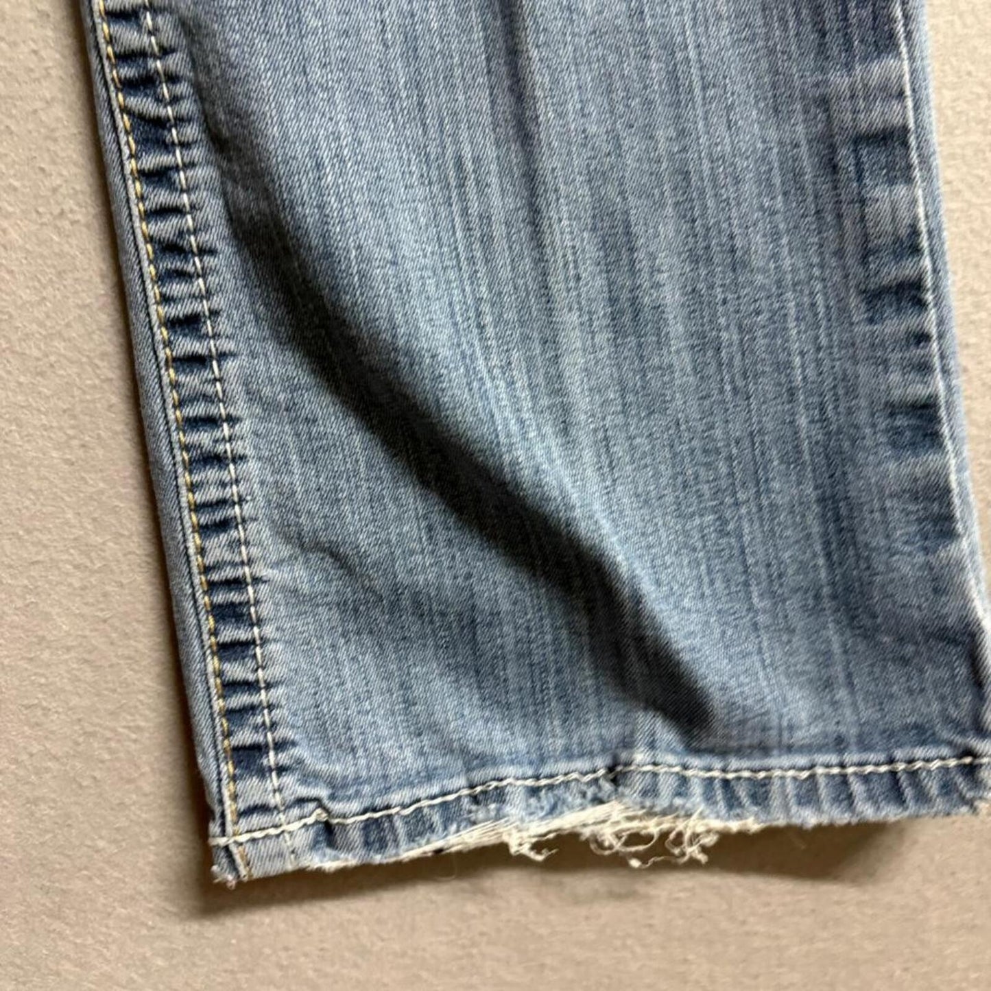 Ariat REAL Denim Womens 29S Bootcut Jeans Blue Stretch Distressed Frayed Hem