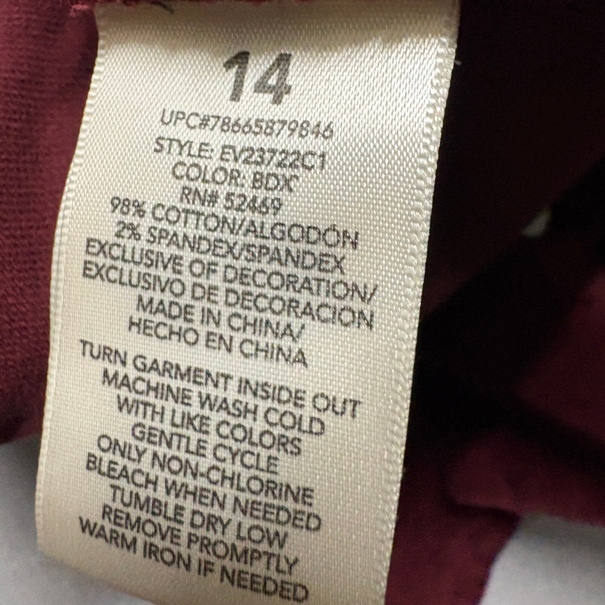 EV1 Ellen DeGeneres Preston High Rise Skinny Corduroy Pants Womens Size 14 Red