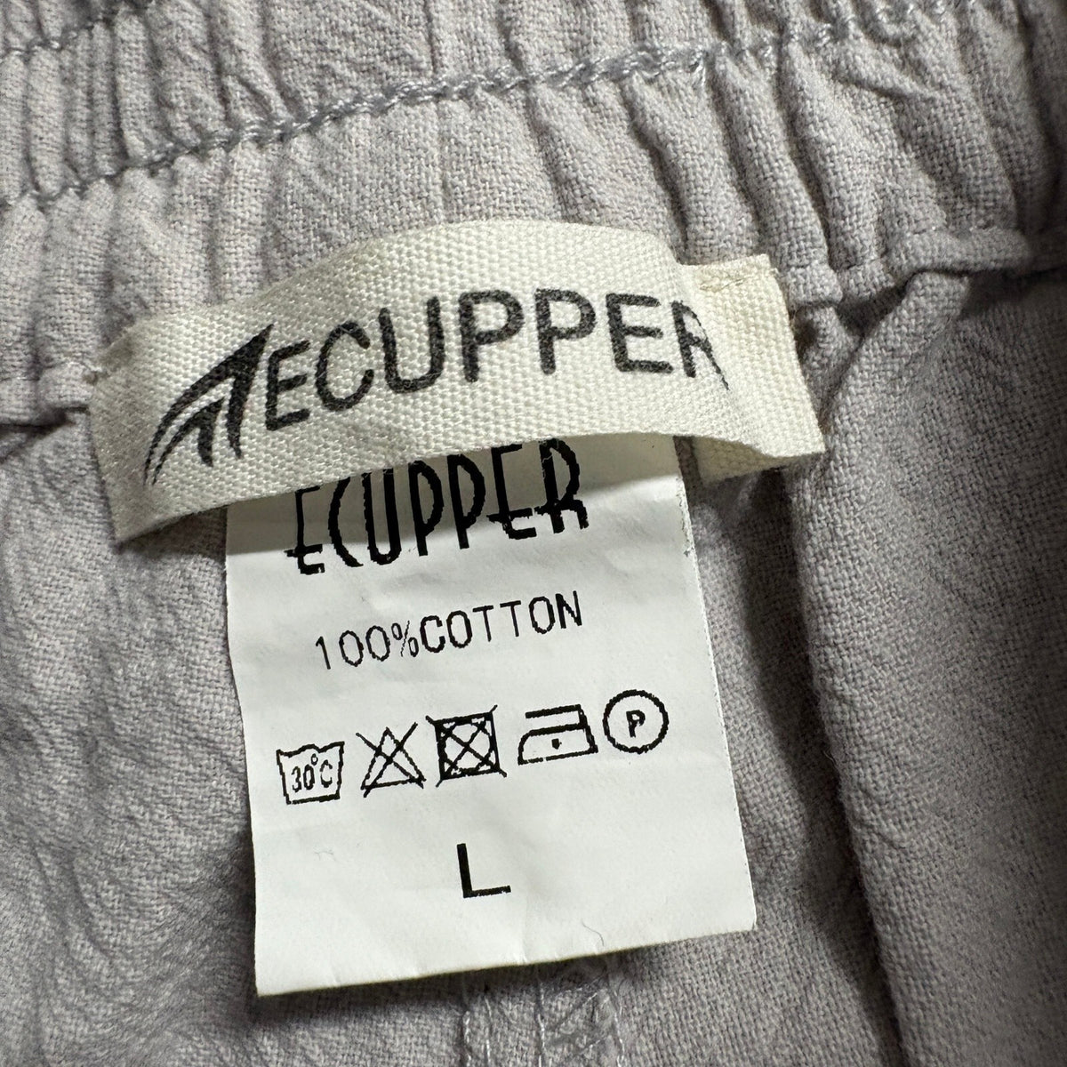 Ecupper Womens Cotton Wide Leg Pants Large Gray Elastic Waist Cropped Boho