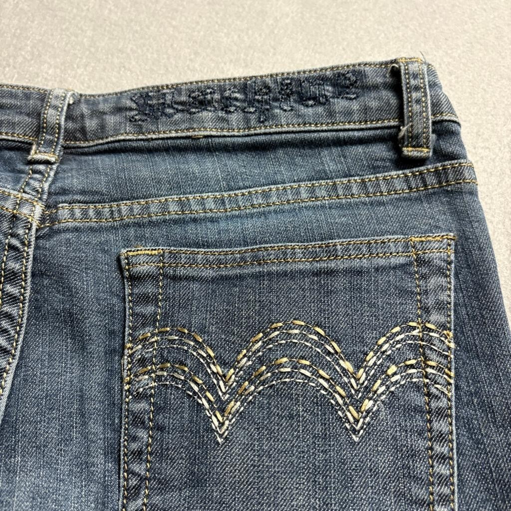Machine Nouvelle Mode Jeans Womens Size 7 Blue Denim Straight Leg Embroidered