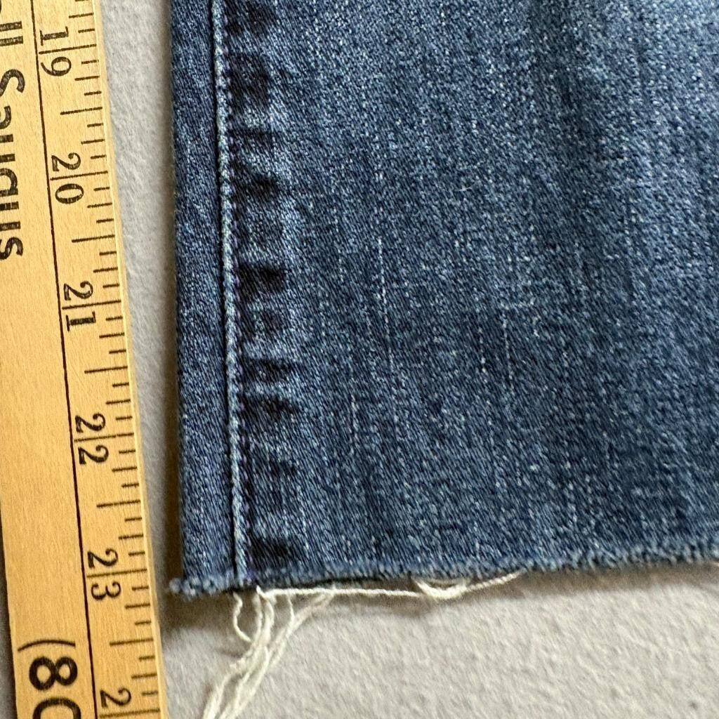 7 For All Mankind Bootcut Jeans Womens 28 Distressed Raw Hem Blue Denim Stretch