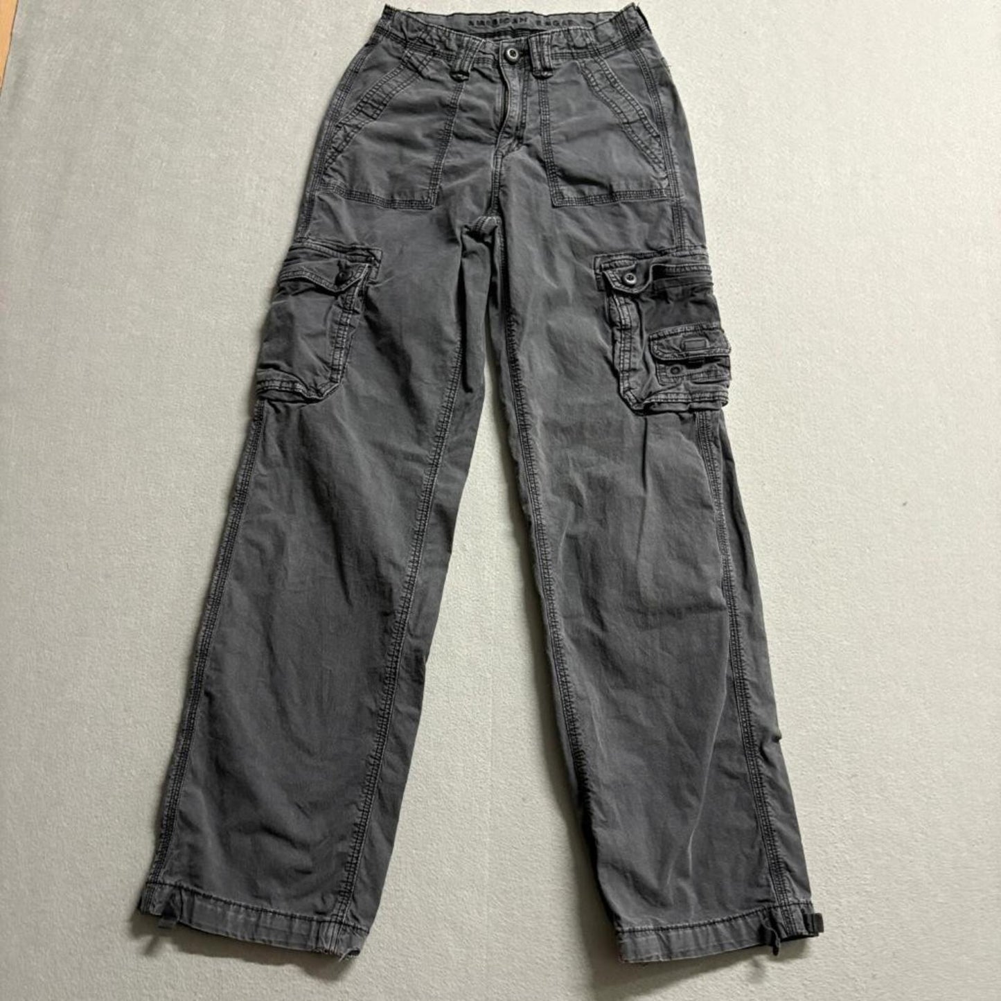 American Eagle Cargo Pants Womens 00 Regular Gray Stretch Utility Y2K Gorpcore