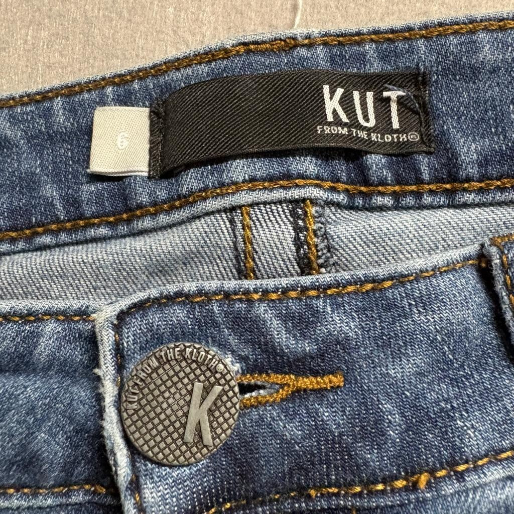 Kut from the Kloth Stevie Straight Leg Jeans Womens 6 Blue High Rise Distressed