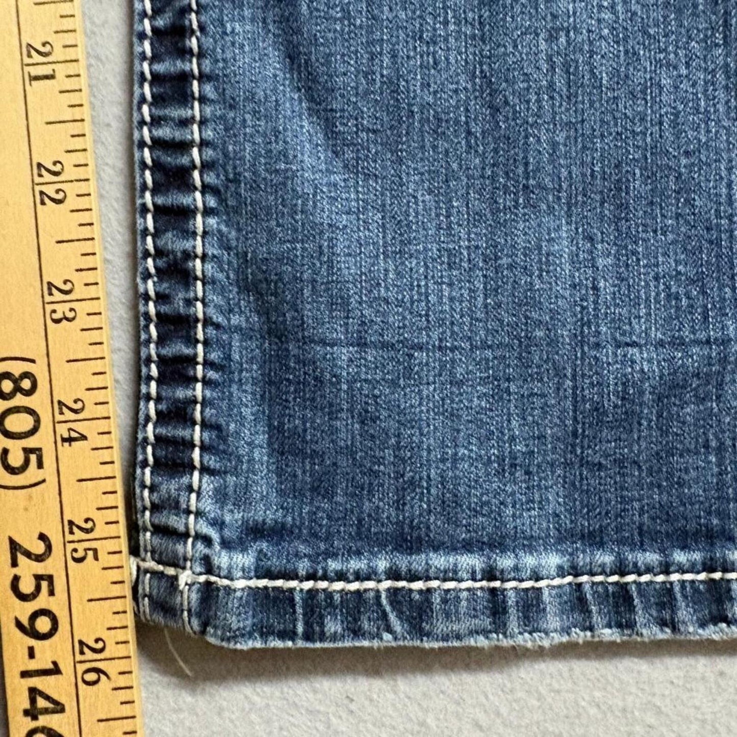 Miss Me Mid Rise Easy Cropped Jeans Womens 29 Blue Denim Embellished Rhinestone