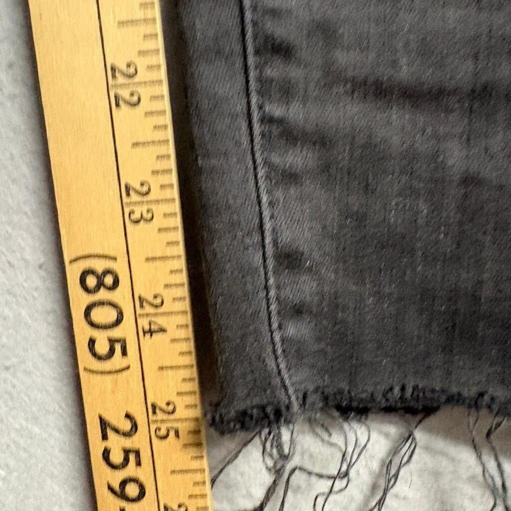Madewell 9 High Rise Skinny Jeans Womens 29 Black Distressed Raw Hem Denim