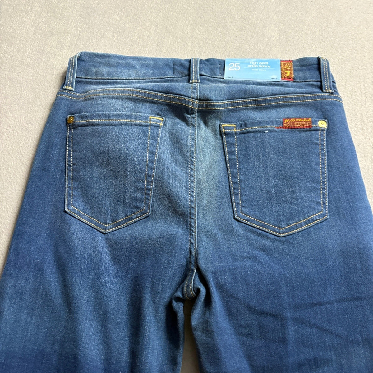 7 For All Mankind Blair High Waist Ankle Skinny Jeans Womens 25 Raw Hem Blue