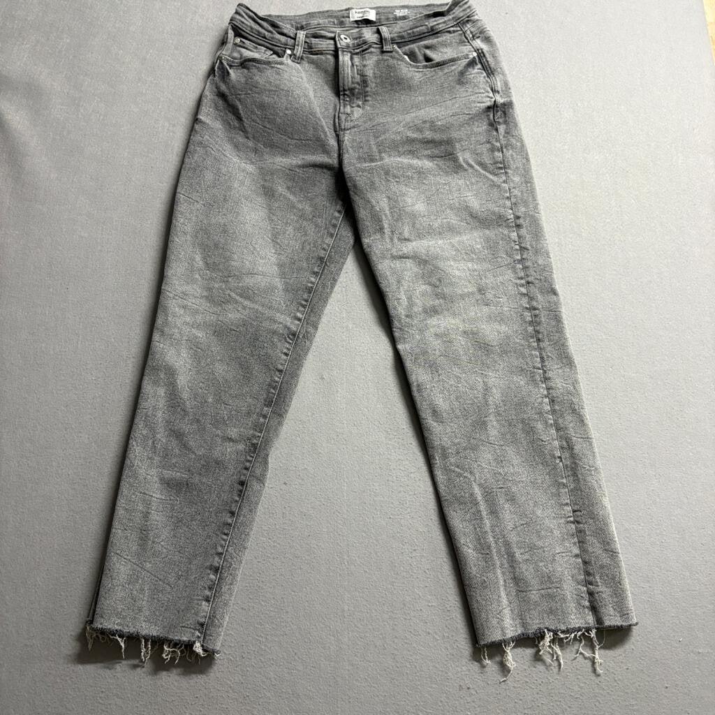 Kensie Jeans Womens 10/30 The Allie High Rise Slim Straight Gray Raw Hem Denim