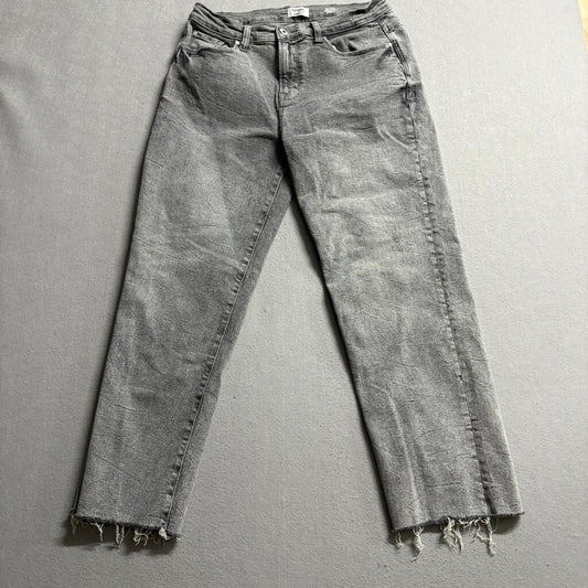 Kensie Jeans Womens 10/30 The Allie High Rise Slim Straight Gray Raw Hem Denim