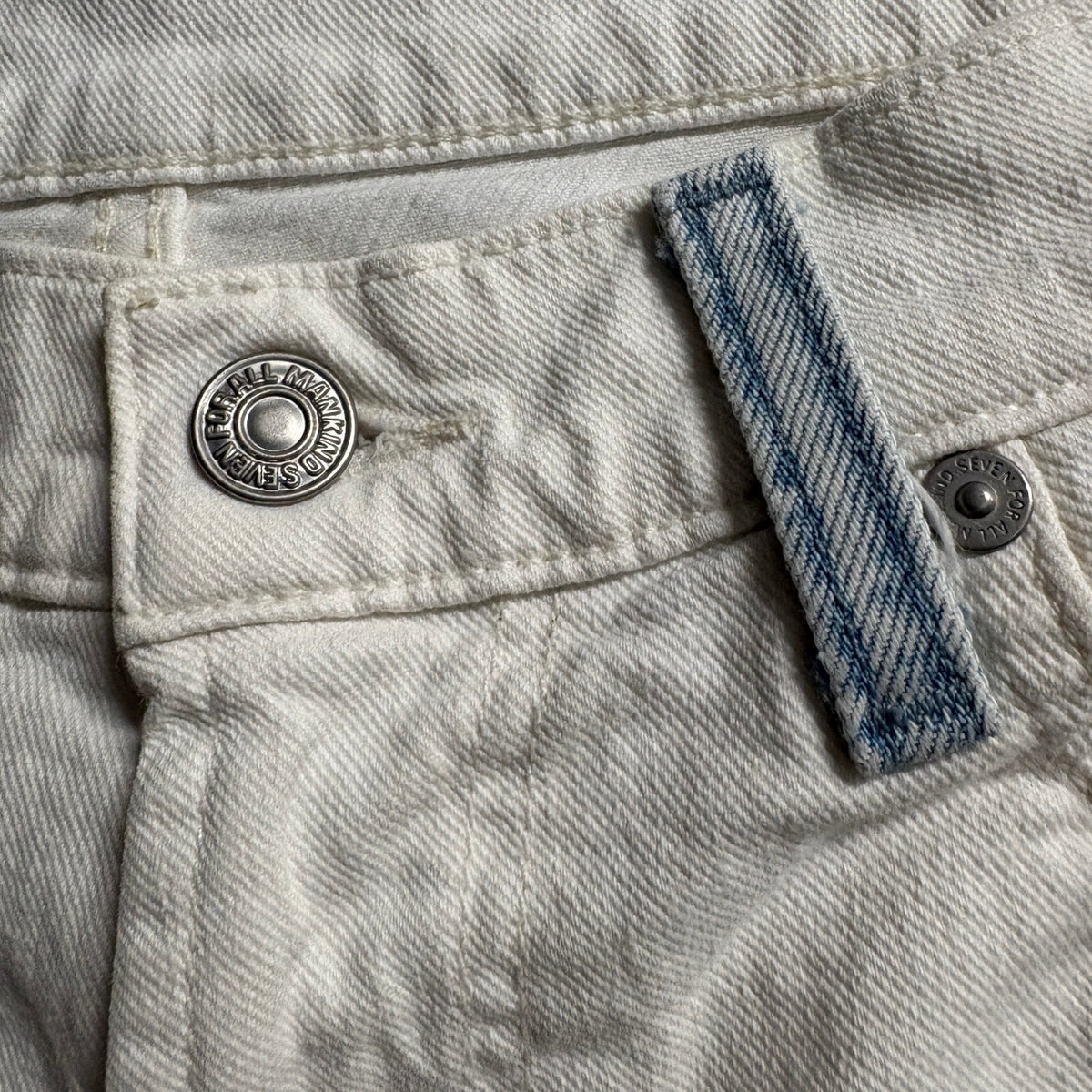 7 For All Mankind Mens Jeans 28 Off White Distressed Ripped Denim Straight Leg