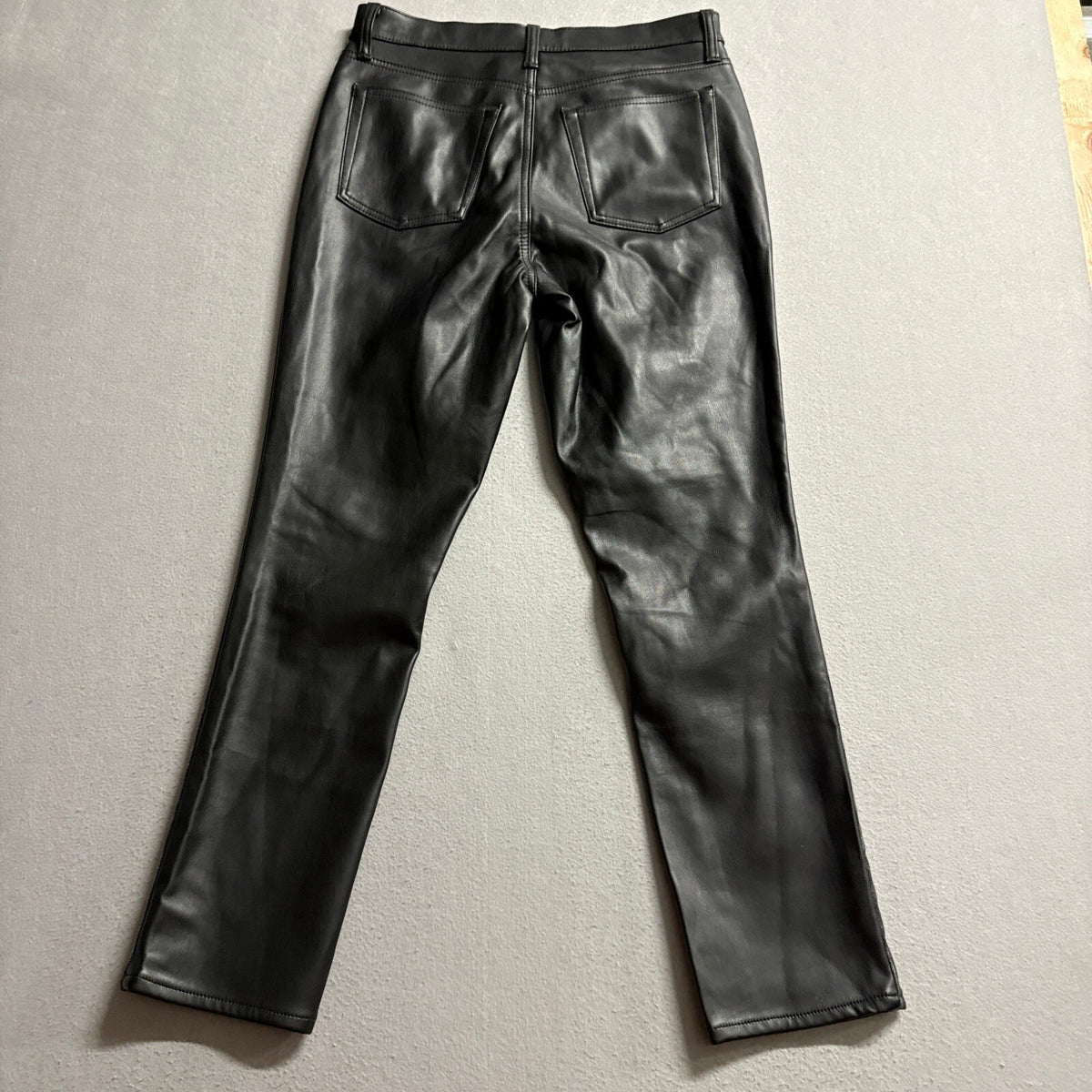 Universal Thread Womens Black Faux Leather Mixed Media Jeans Mid Rise 80s Slim