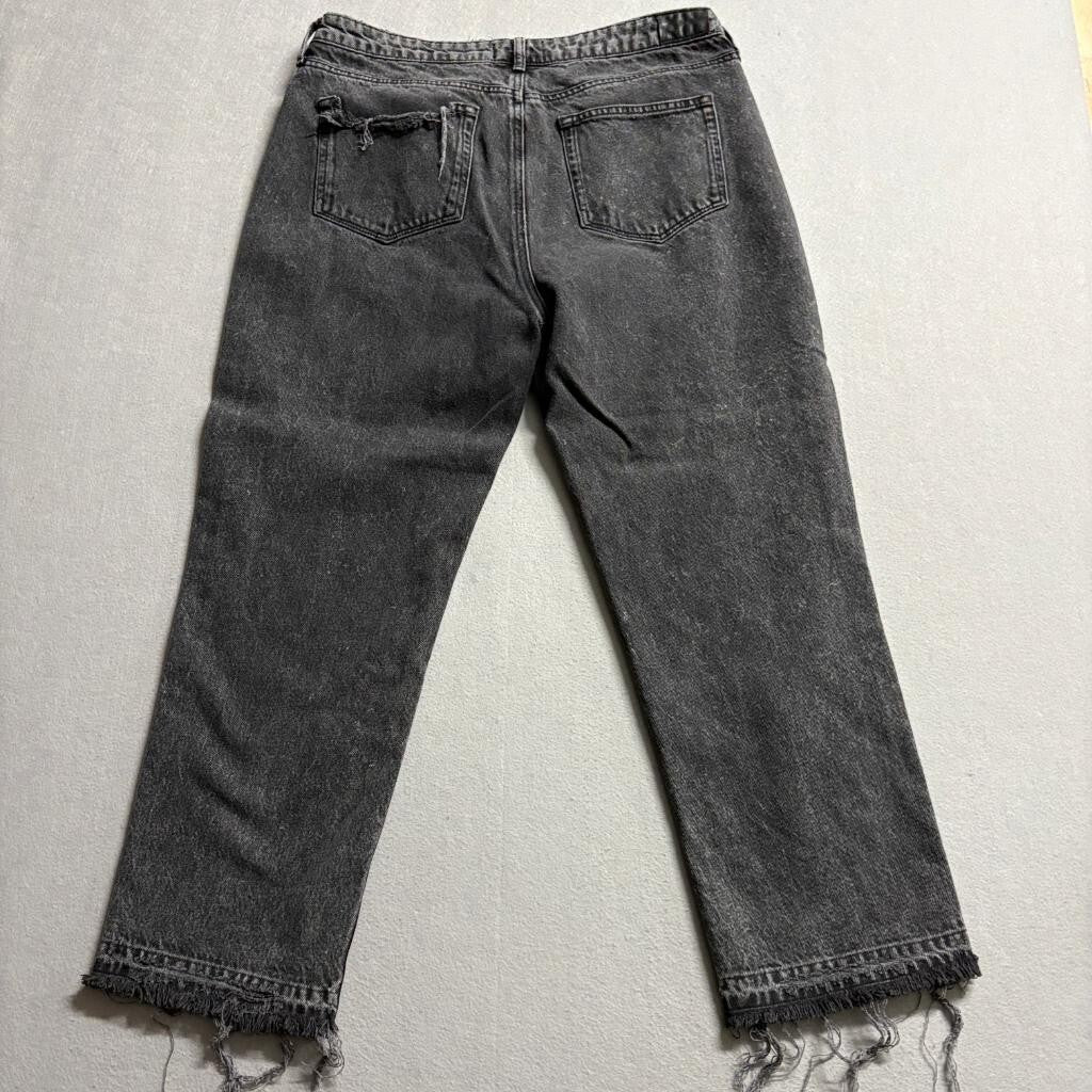 Paige Sarah Straight Ankle Jeans Womens 32 Gray Acid Wash Raw Hem Distressed