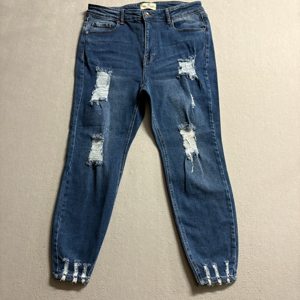 Haute Curve Premium Denim Distressed Skinny Jeans Womens Plus Size 18 Blue