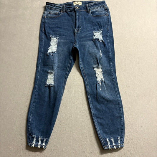 Haute Curve Premium Denim Distressed Skinny Jeans Womens Plus Size 18 Blue