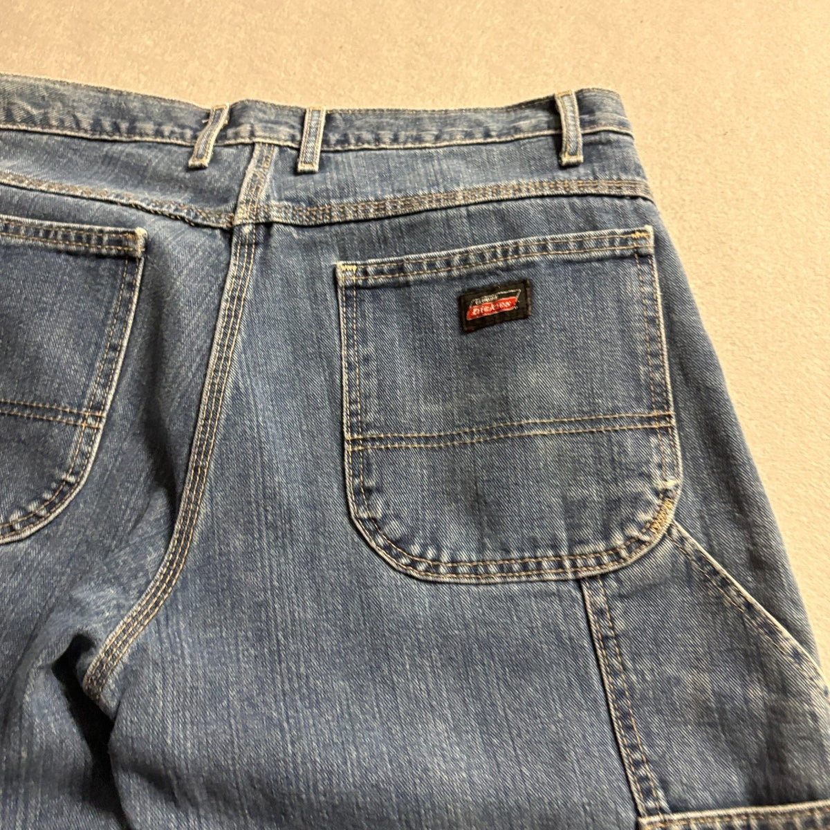 Genuine Dickies Mens Carpenter Jeans 34x32 Blue Denim Relaxed Fit Workwear
