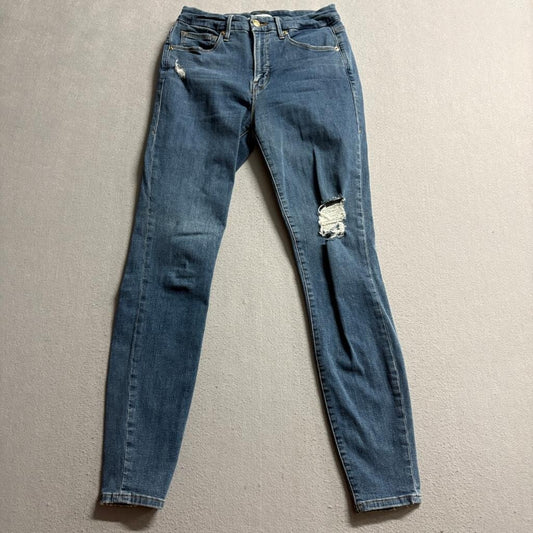 Good American Good Legs Distressed Skinny Jeans Womens Size 4/27 Blue Stretch