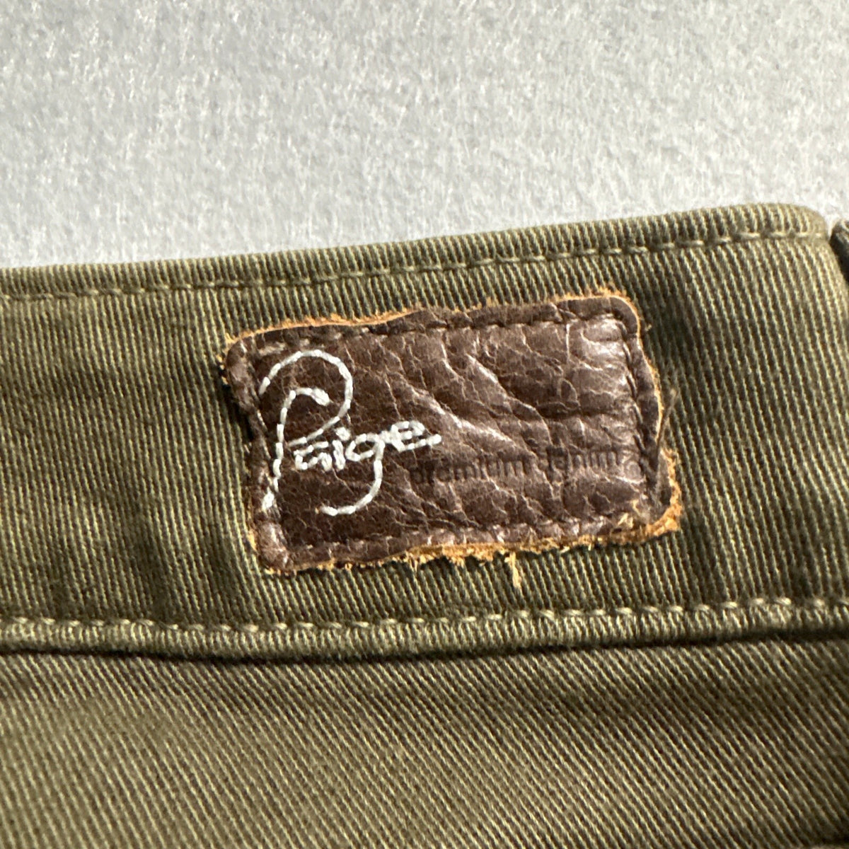 Paige Denim Peg Skinny Jeans Womens 28 Olive Green Stretch Made in USA