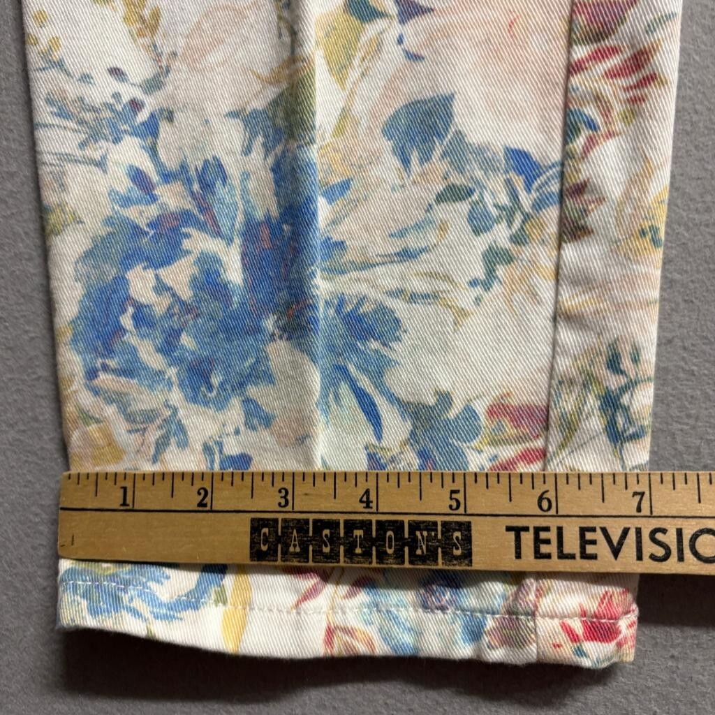 Gloria Vanderbilt Amanda Crop Pants Womens 6 Floral Stretch Denim Capris