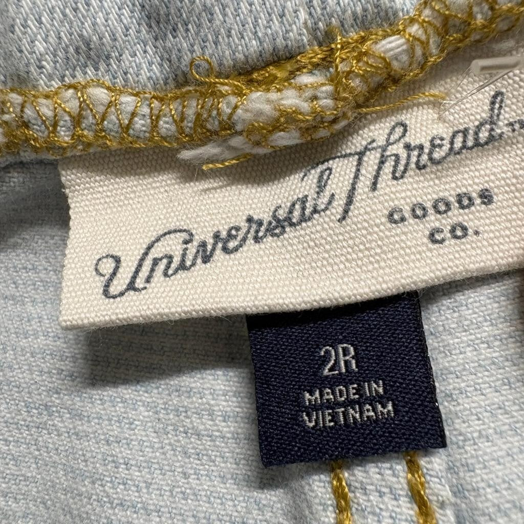 Universal Thread Wide Leg Crop Jeans Womens 2R Light Wash Raw Hem Drawstring