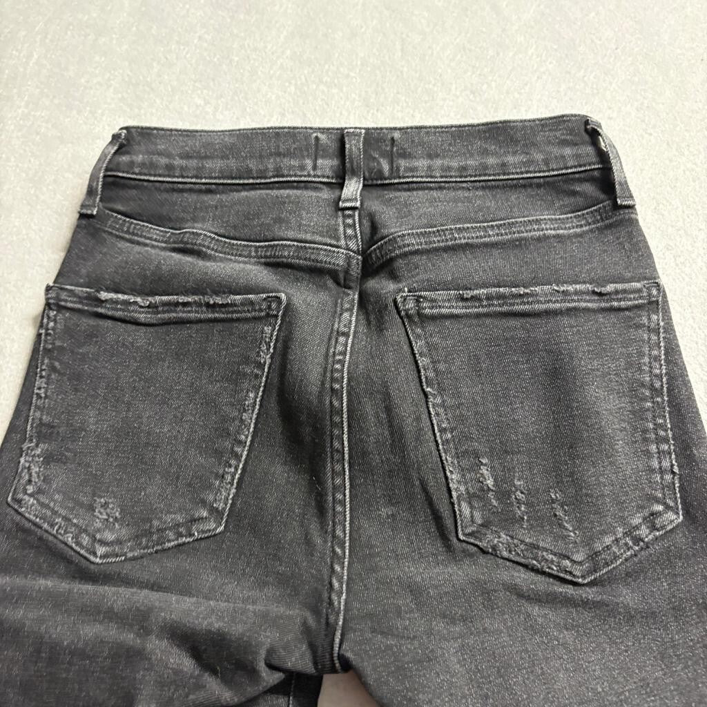 AGOLDE Sophie High Rise Skinny Jeans Womens 24 Black Distressed Frayed Hem