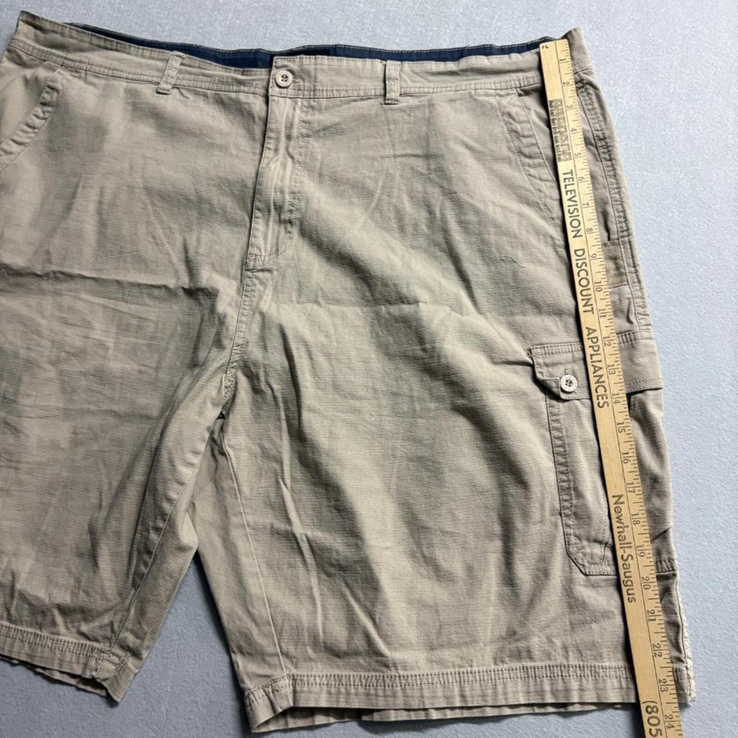 Beverly Hills Polo Club Cargo Shorts Mens 48 Beige Cotton Blend Stretch Casual