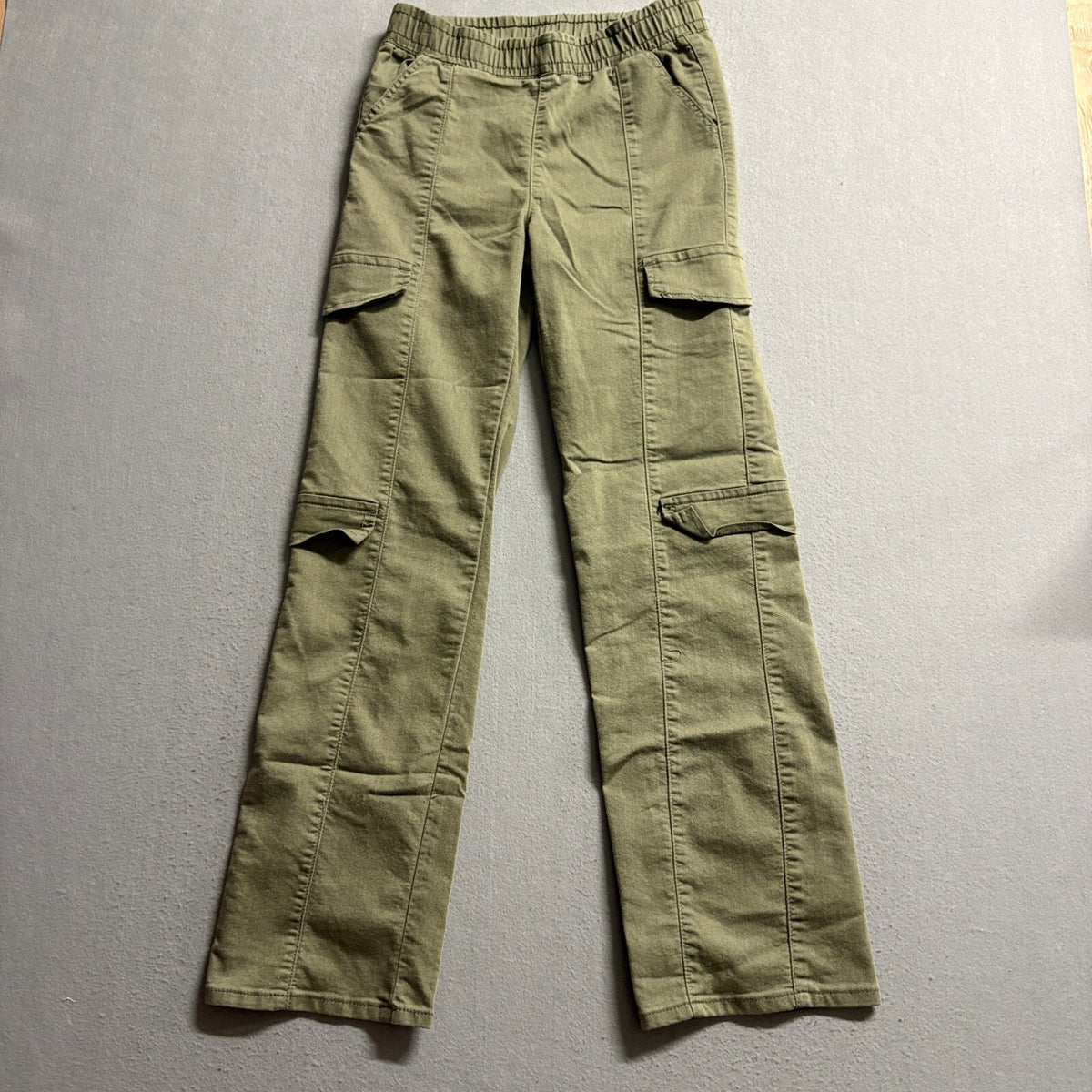 V.I.P. Cargo Pants Womens Size 5/6 Olive Green Stretch Elastic Waist Y2K Utility