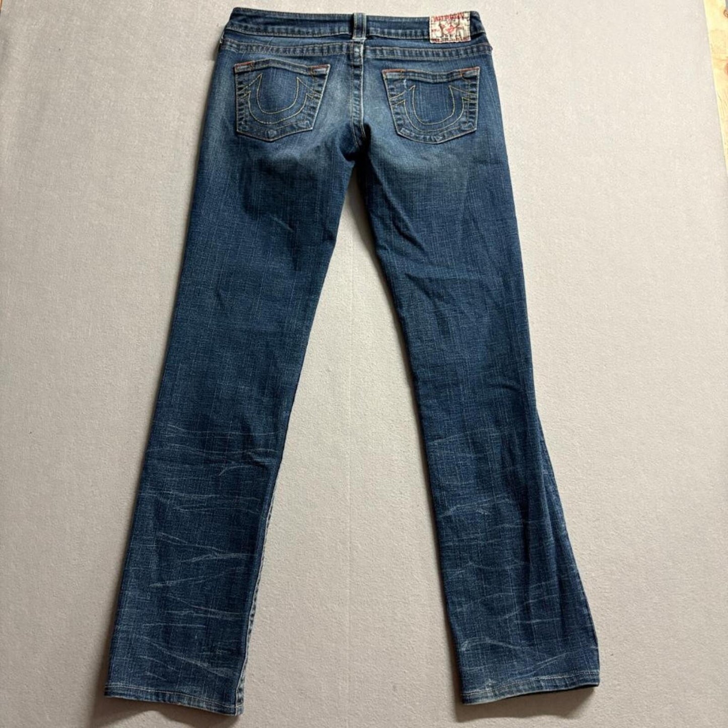 True Religion Jeans Womens 30 Blue Denim Straight Leg Low Rise Made in USA