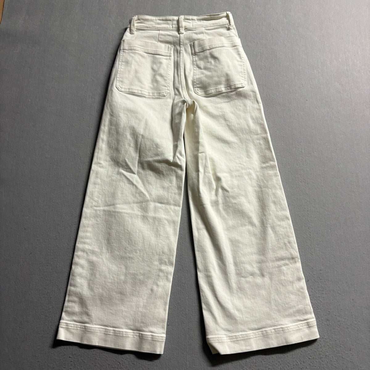 Everlane Wide Leg Crop Pants Jeans Womens Size 00 Off White Cream Stretch High