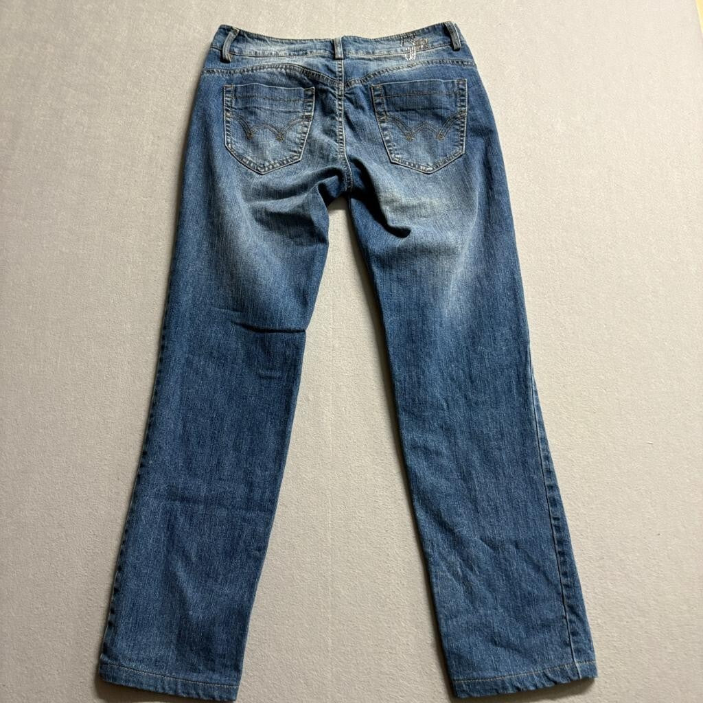 Rinascimento Linea Kitana Jeans Womens 46 Blue Denim Straight Leg Rhinestone IT