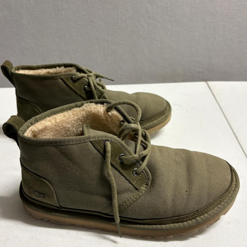 UGG Neumel Canvas Moss Green Mens Boots Size 8 Wool Lined Chuka Boots 1118264