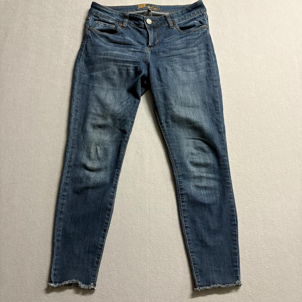 Kut from the Kloth Skinny Jeans Womens Size 8 Blue Raw Frayed Hem Stretch Denim