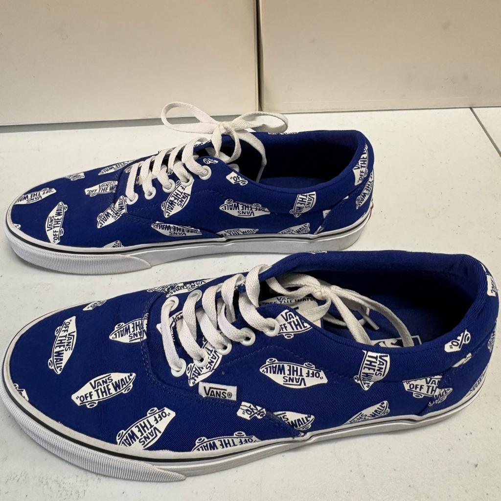 Vans Authentic Off The Wall Logo Print Blue Canvas Sneakers Mens Size 10