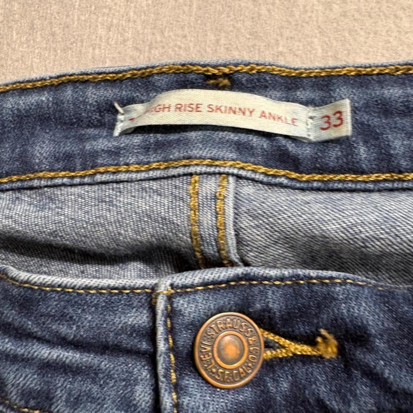 Levis High Rise Skinny Ankle Jeans Womens 33 Blue Denim Stretch Cropped