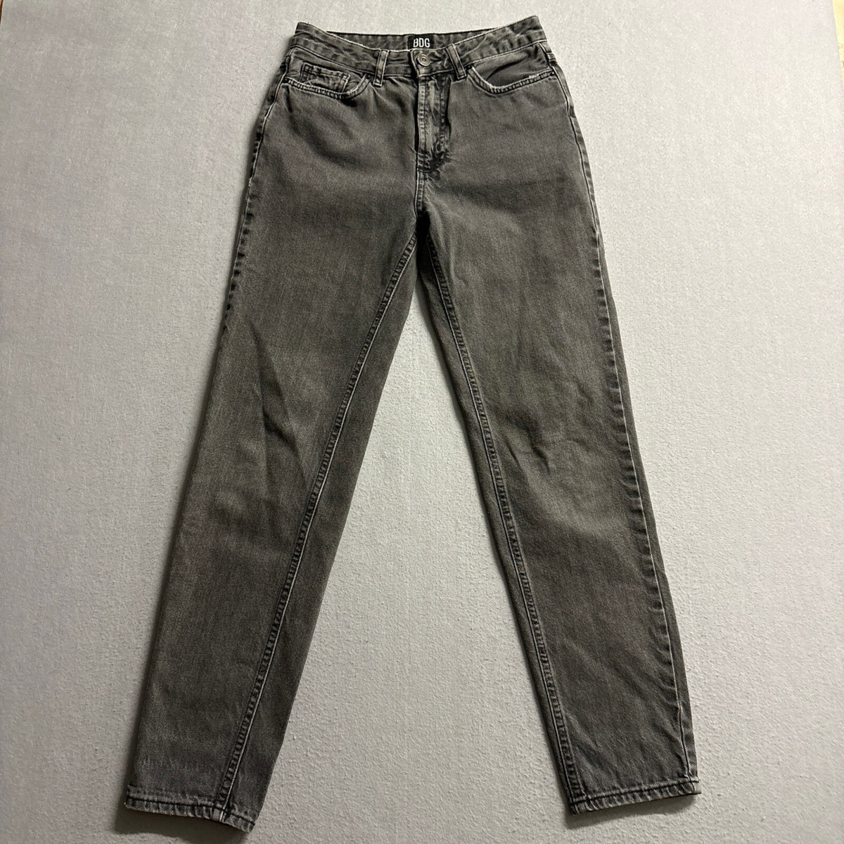 BDG Urban Outfitters Mom Jeans Womens W25 High Rise Tapered Charcoal Black Denim