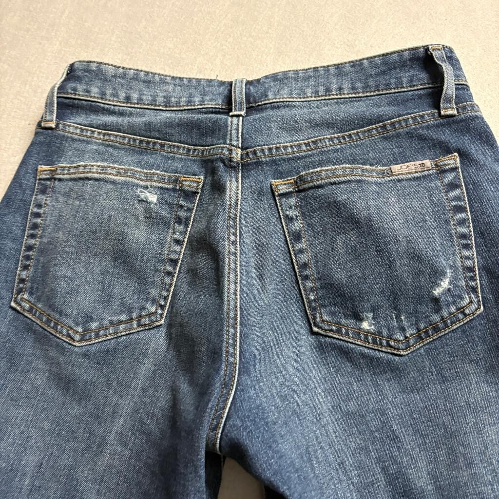 Joe's Jeans Womens 27 Distressed Boyfriend Straight Leg Blue Denim Cuffed