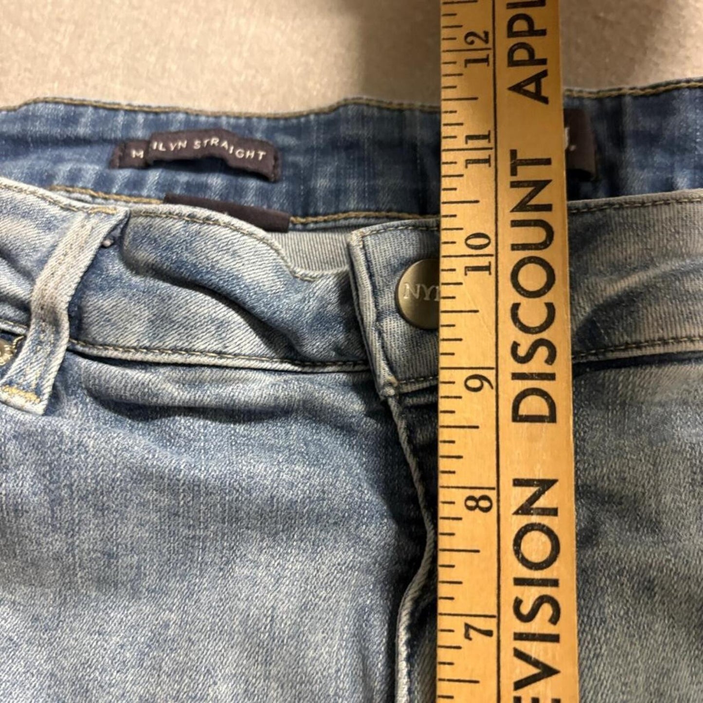 NYDJ Marilyn Straight Jeans Womens Size 18 Light Wash Stretch Blue Denim