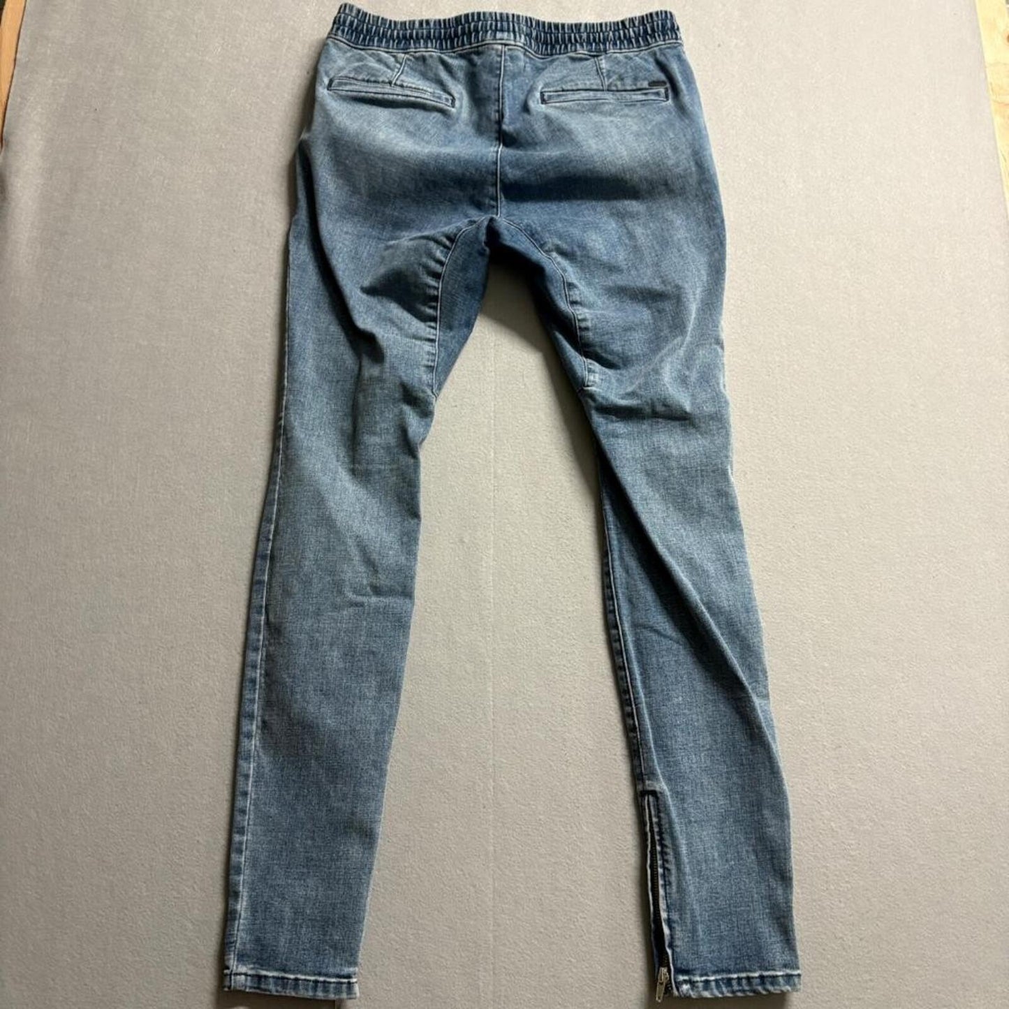 PacSun Skinny Jogger Jeans Womens Medium Blue Denim Ankle Zip Drawstring Elastic