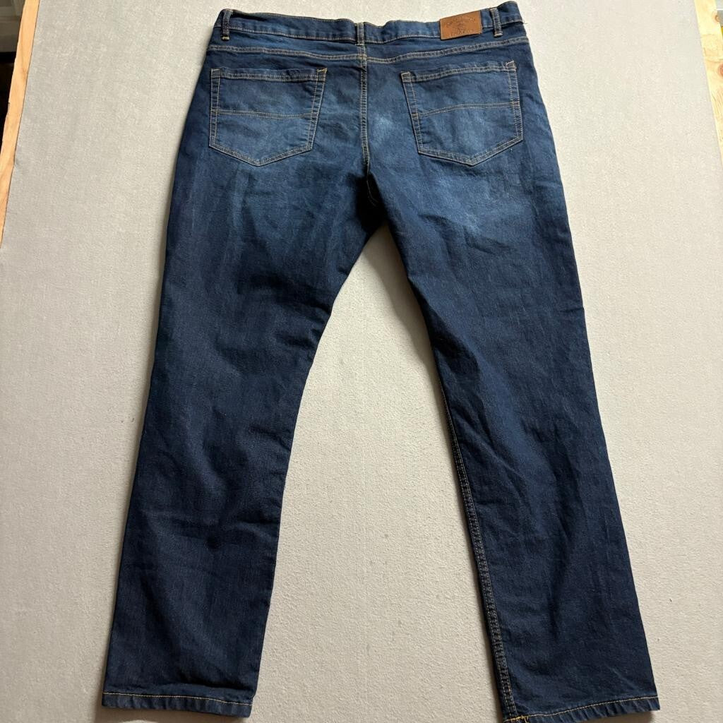 Beverly Hills Polo Club Jeans Mens 42x32 Blue Stretch Denim Straight Leg