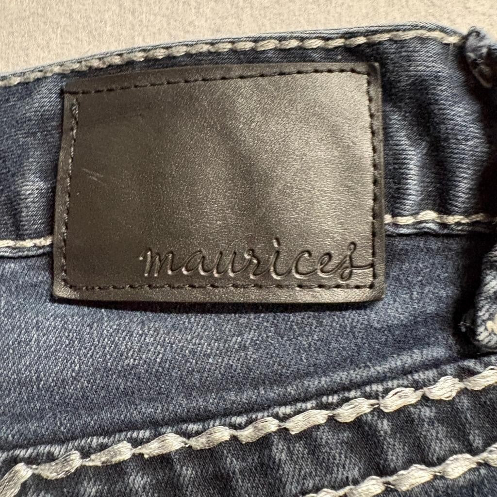 Maurices Skinny Jeans Womens XL Dark Wash Thick Stitch Stretch Denim Blue