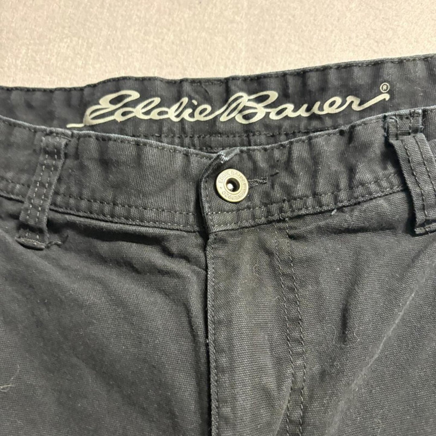 Eddie Bauer Canvas Utility Pants Mens 32x32 Black Classic Fit Cotton Stretch